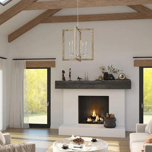 6 Light Galvanized Finish Distressed Pine Frame Coastal Style Chandelier Light Fixture 2