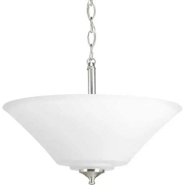 3 Light 120 volt Brushed Nickel Etched Glass Bowl Semi-Flush Ceiling Light Fixture 3