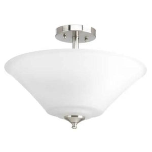 3 Light 120 volt Brushed Nickel Etched Glass Bowl Semi-Flush Ceiling Light Fixture 1