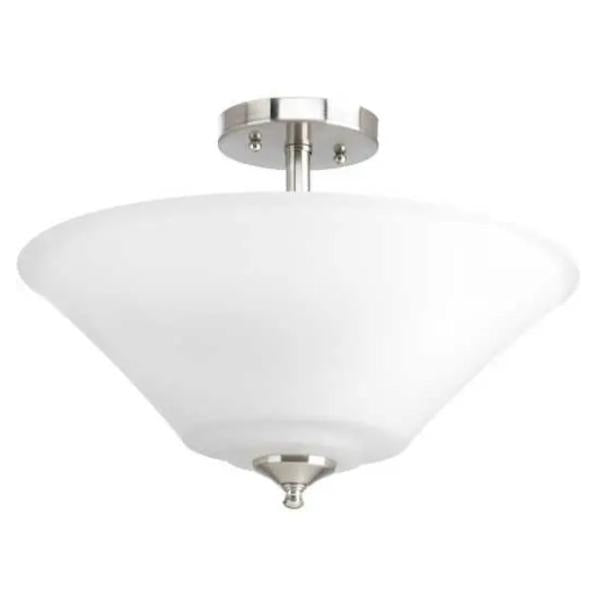 3 Light 120 volt Brushed Nickel Etched Glass Bowl Semi-Flush Ceiling Light Fixture 1