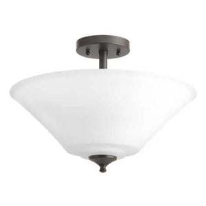 3 Light 120 volt Antique Bronze Etched Glass Bowl Semi-Flush Ceiling Light Fixture 1