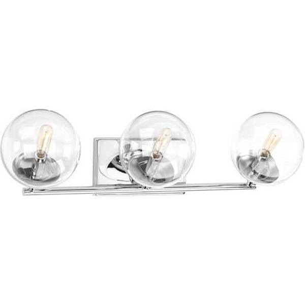 3 Light 120 volt Polished Chrome Vanity Clear Glass Light Fixture 2