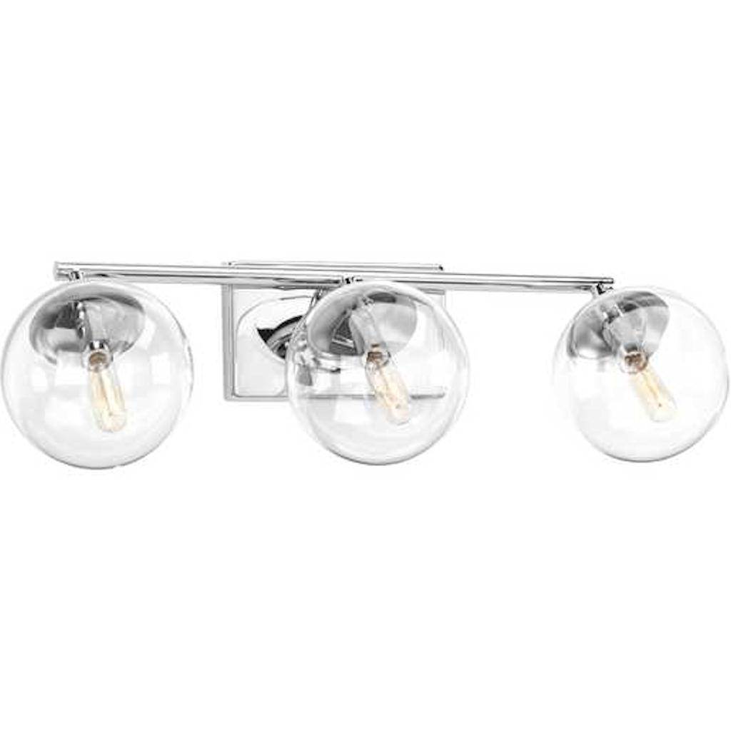 3 Light 120 volt Polished Chrome Vanity Clear Glass Light Fixture 1
