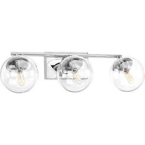 3 Light 120 volt Polished Chrome Vanity Clear Glass Light Fixture 1