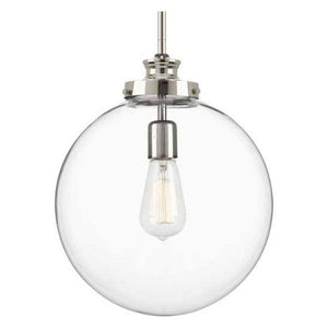 1 Light Polished Nickel Clear Glass Shade Dimmable Pendant Light Fixture 1