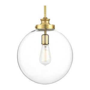 1 Light Natural Brass Clear Glass Shade Dimmable Pendant Light Fixture 1