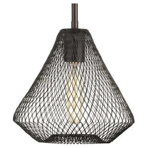 1 Light Antique Bronze Mesh Shade Pendant Light Fixture 1