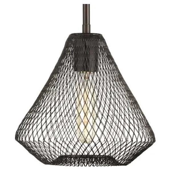 1 Light Antique Bronze Mesh Shade Pendant Light Fixture 1