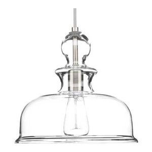 1 Light Brushed Nickel Clear Glass Shade Dimmable Pendant Light Fixture 1