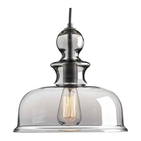 1 Light Graphite Clear Glass Shade Dimmable Pendant Light Fixture 1