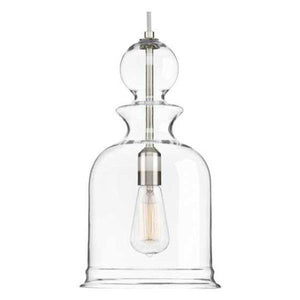 1 Light Brushed Nickel Clear Glass Shade Dimmable Pendant Light Fixture 1