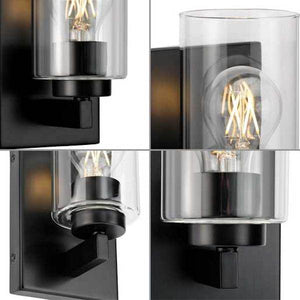 1 Light 120 volt Matte Black Vanity Clear Glass Light Fixture 2