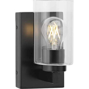 1 Light 120 volt Matte Black Vanity Clear Glass Light Fixture 1