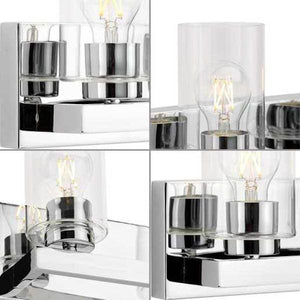 2 Light 120 volt Polished Nickel Vanity Clear Glass Light Fixture 2