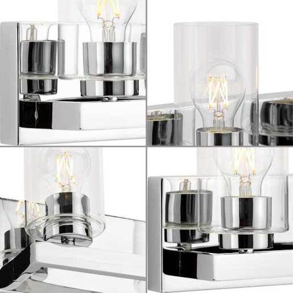 2 Light 120 volt Polished Nickel Vanity Clear Glass Light Fixture 2