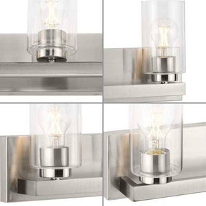 3 Light 120 volt Brushed Nickel Vanity Clear Glass Light Fixture 2