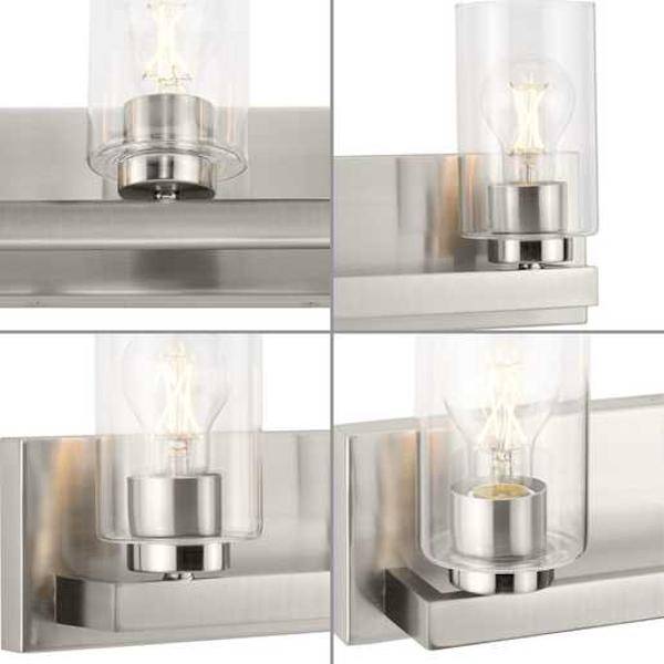 3 Light 120 volt Brushed Nickel Vanity Clear Glass Light Fixture 2