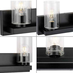 3 Light 120 volt Matte Black Vanity Clear Glass Light Fixture 2