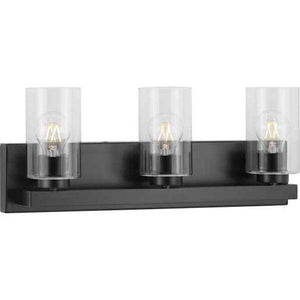 3 Light 120 volt Matte Black Vanity Clear Glass Light Fixture 1