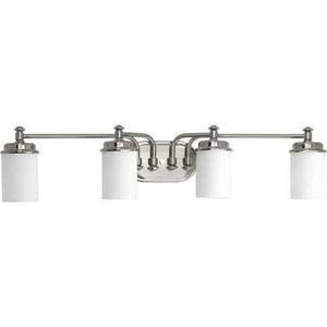 4 Light 120 volt Brushed Nickel Vanity Etched Opal Glass Light Fixture 2