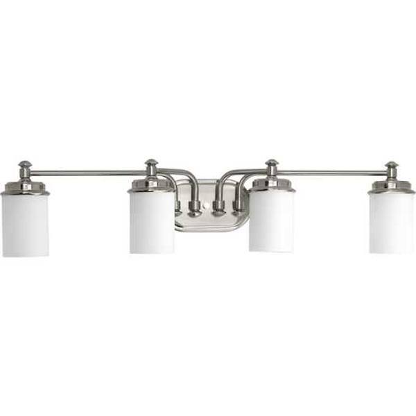 4 Light 120 volt Brushed Nickel Vanity Etched Opal Glass Light Fixture 2
