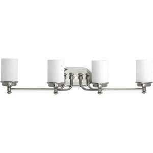 4 Light 120 volt Brushed Nickel Vanity Etched Opal Glass Light Fixture 1