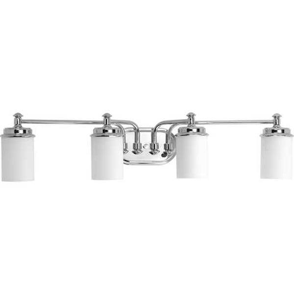 4 Light 120 volt Polished Chrome Vanity Etched Opal Glass Light Fixture 2