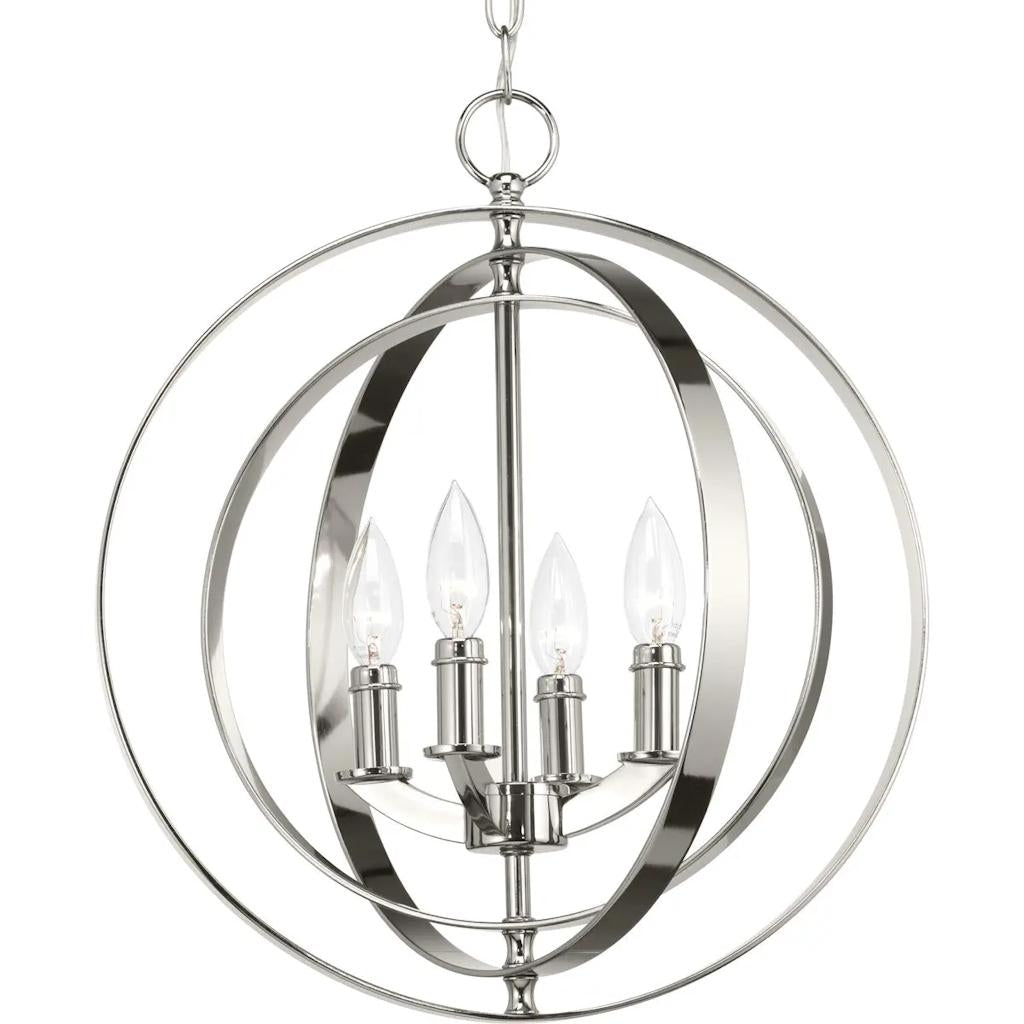 4 Light Polished Nickel Coastal Style Equinox Collection Pendant Light Fixture 1