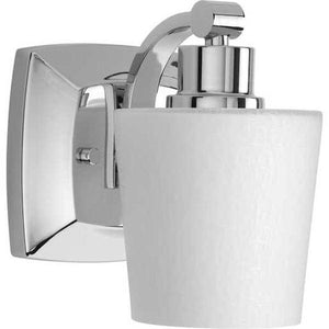 1 Light 120 volt Polished Chrome Vanity Etched Linen Glass Light Fixture 2