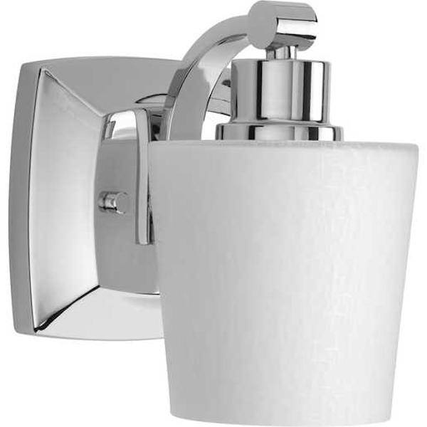 1 Light 120 volt Polished Chrome Vanity Etched Linen Glass Light Fixture 2