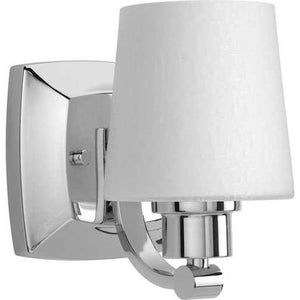 1 Light 120 volt Polished Chrome Vanity Etched Linen Glass Light Fixture 1