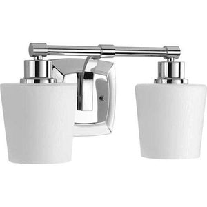 2 Light 120 volt Polished Chrome Vanity Etched Linen Glass Light Fixture 2