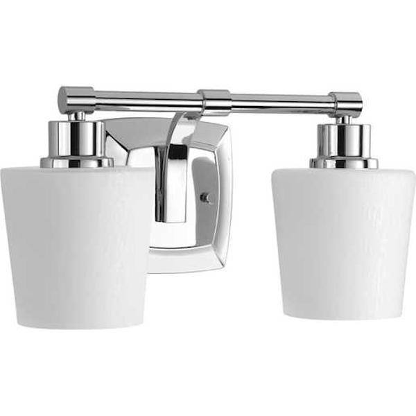 2 Light 120 volt Polished Chrome Vanity Etched Linen Glass Light Fixture 2