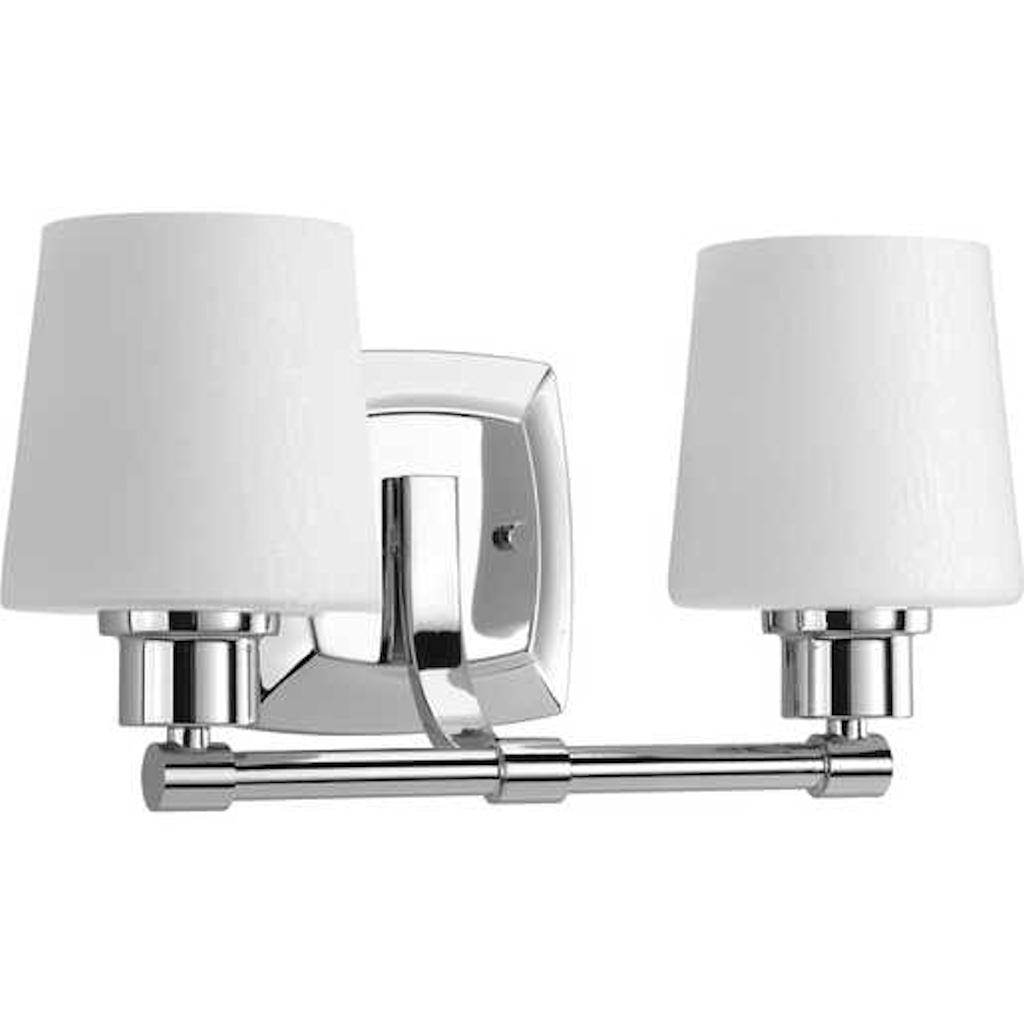 2 Light 120 volt Polished Chrome Vanity Etched Linen Glass Light Fixture 1