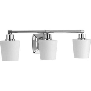 3 Light 120 volt Polished Chrome Vanity Etched Linen Glass Light Fixture 2