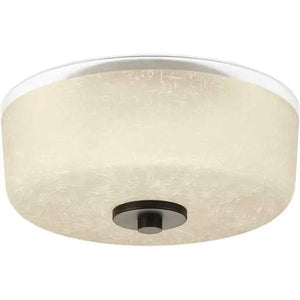 2 Light 120 volt Antique Bronze Etched Umber Linen Glass Bowl Ceiling Light Fixture 1