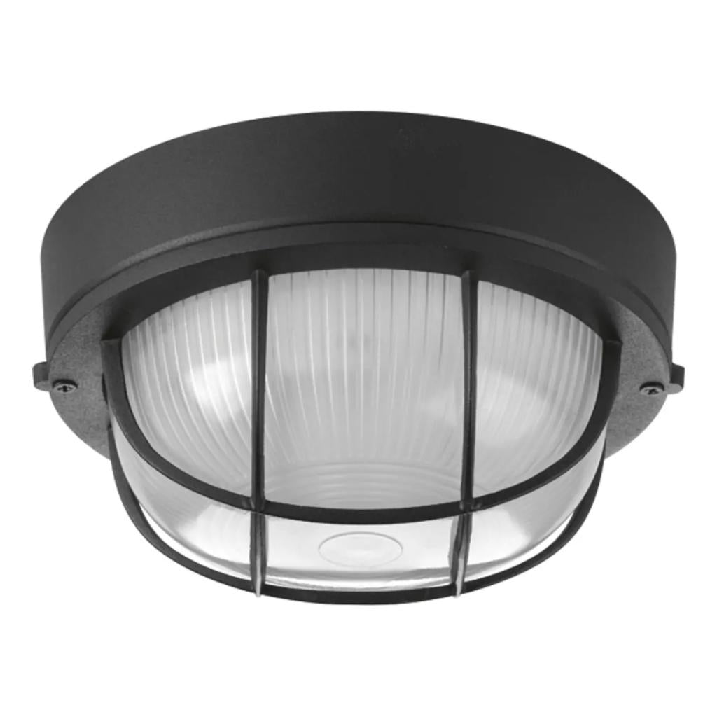 1 Light 120 volt Black Etched Ribbed Glass Lens Ceiling Light Fixture 1