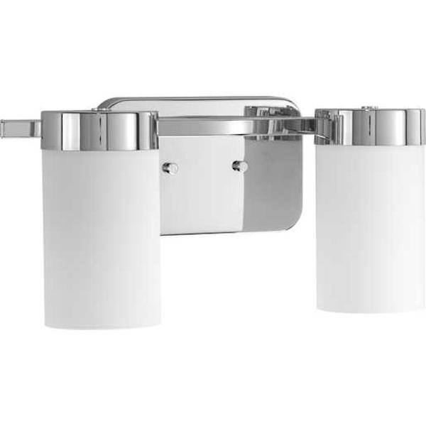 2 Light 120 volt Polished Chrome Vanity Etched White Glass Light Fixture 2