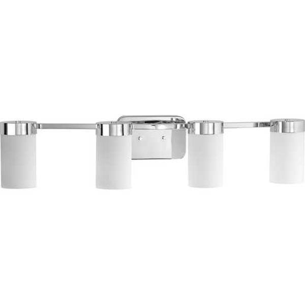 4 Light 120 volt Polished Chrome Vanity Etched White Glass Light Fixture 2