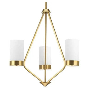 3 Light Brushed Bronze Etched White Glass Shade Chandelier Light Fixture 1