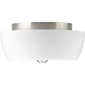 2 Light 120 volt Brushed Nickel Etched Opal Glass Bowl Ceiling Light Fixture 2