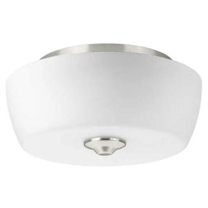 2 Light 120 volt Brushed Nickel Etched Opal Glass Bowl Ceiling Light Fixture 1