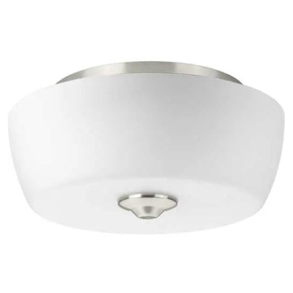 2 Light 120 volt Brushed Nickel Etched Opal Glass Bowl Ceiling Light Fixture 1
