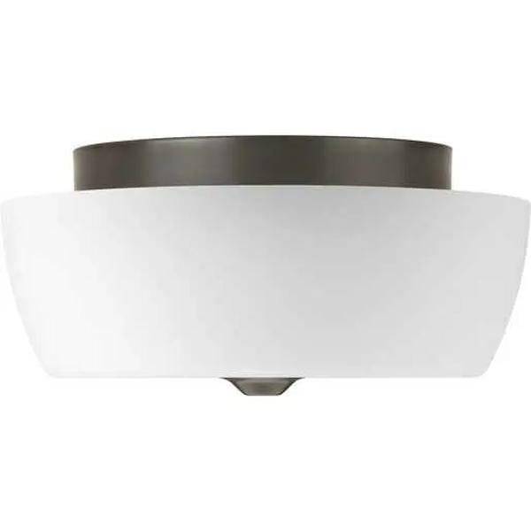 2 Light 120 volt Antique Bronze Etched Opal Glass Bowl Ceiling Light Fixture 2