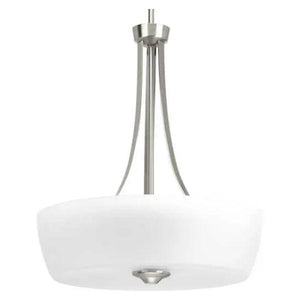 3 Light Brushed Nickel Etched Glass Shade Pendant Light Fixture 1