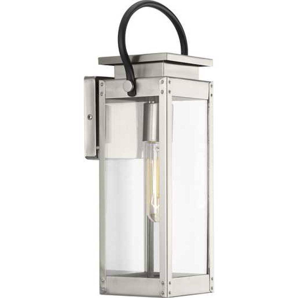 1 Light Stainless Steel with Clear Glass Small Wall Light Fixture 1