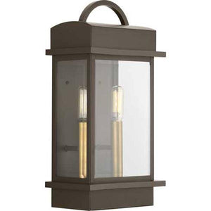 2 Light Antique Bronze with Clear Beveled Medium Glass Santee Wall Light Fixture 1