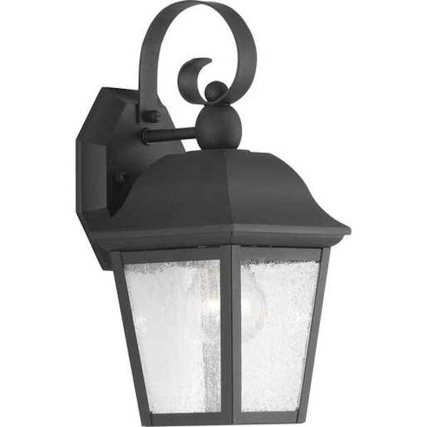 1 Light Black with Clear Seeded Glass Wall Light Fixture 1