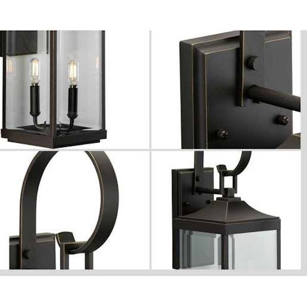 2 Light Antique Bronze with Clear Beveled Medium Glass Gibbes Street Wall Light Fixture 2