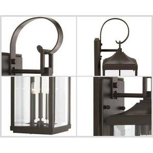 3 Light Antique Bronze with Clear Beveled Large Glass Gibbes Street Wall Light Fixture 2